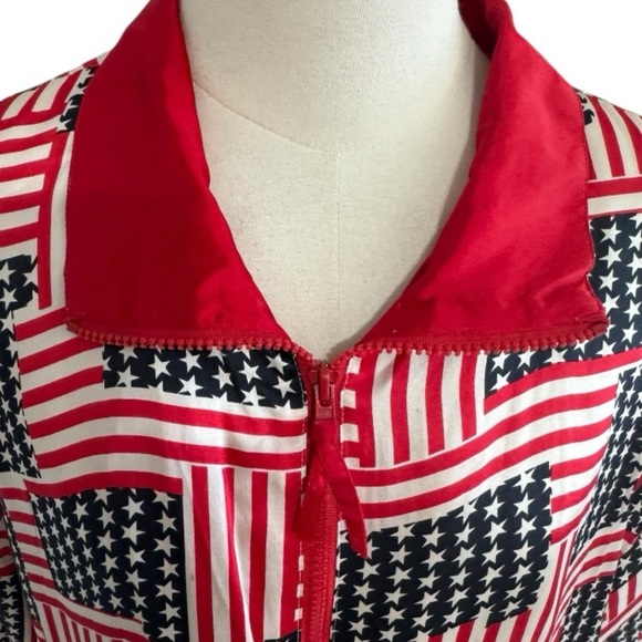LAVON Vintage USA‎ Flag Windbreaker Jacket L 4th of July Parade Party Patriotic - Picture 3 of 8
